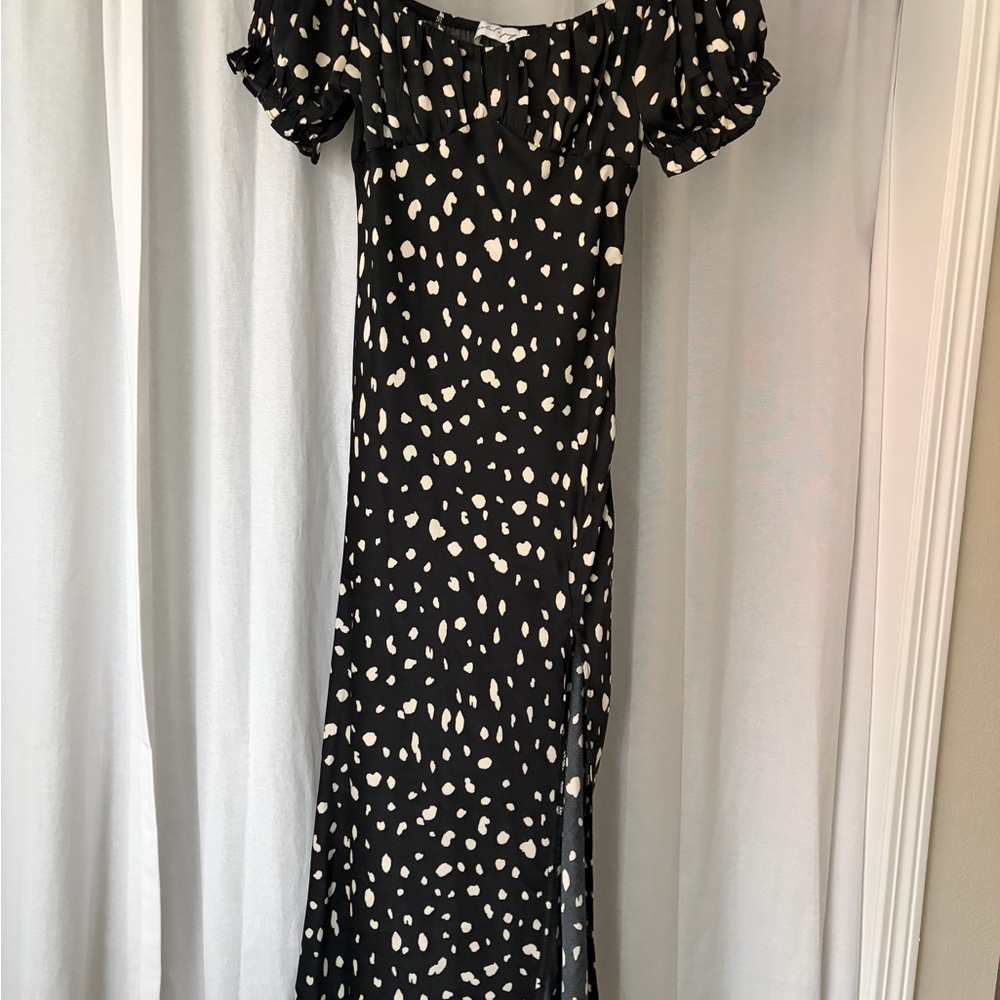 Petal and Pup Keyler Black and White Polka Dot Off-Shoulder Dress - Picture 2 of 3